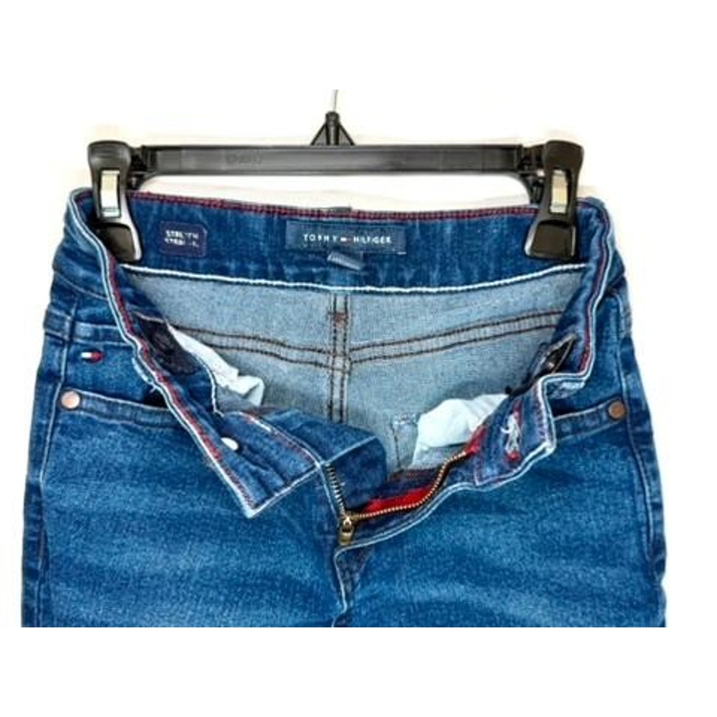 Tommy Hilfiger Boys Stretch Slim Fit Jeans Size 8 Blue Denim Adjustable Waist