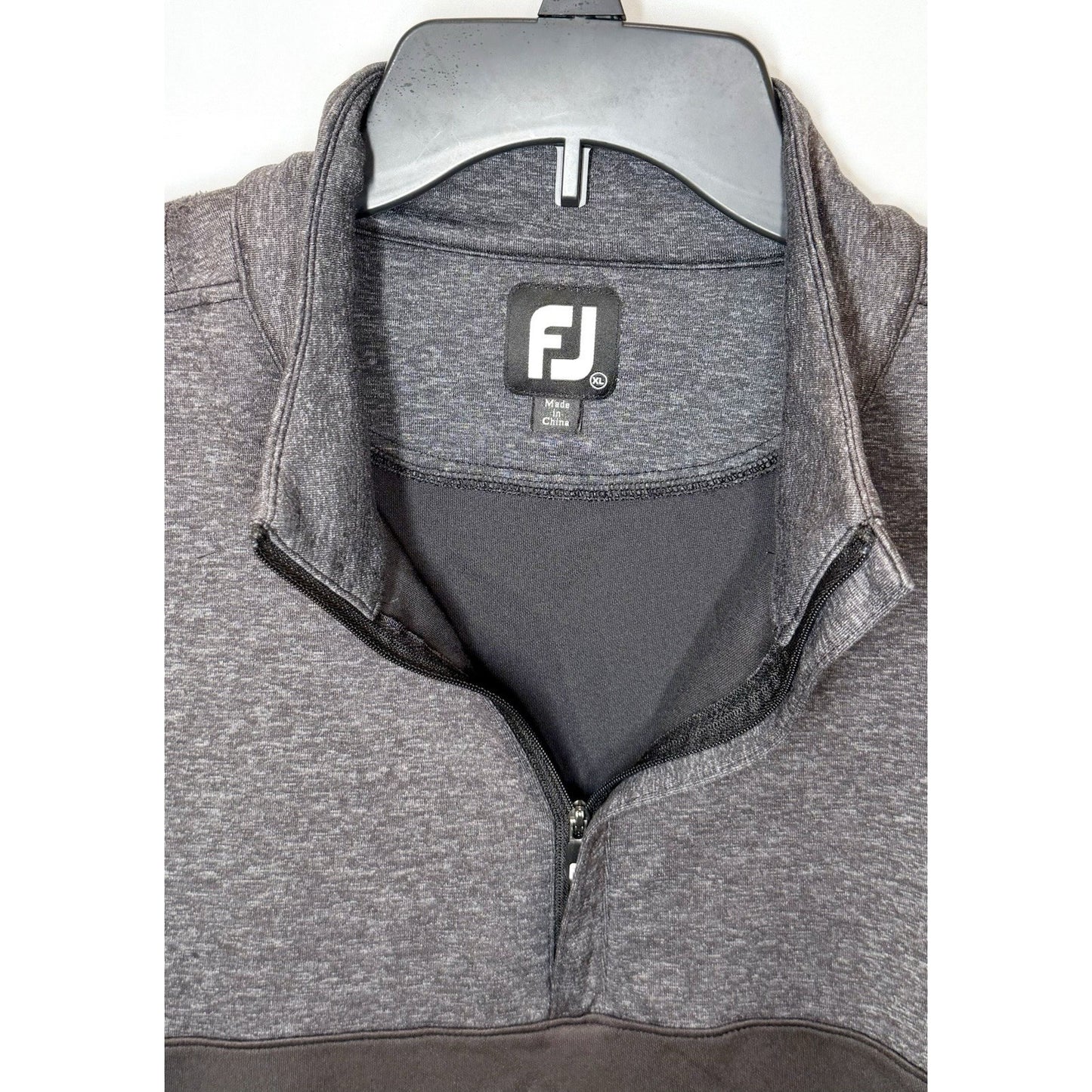 FootJoy XL Heather Yoke Half-Zip Golf Pullover Mid-Layer Black Gray Glen Oaks