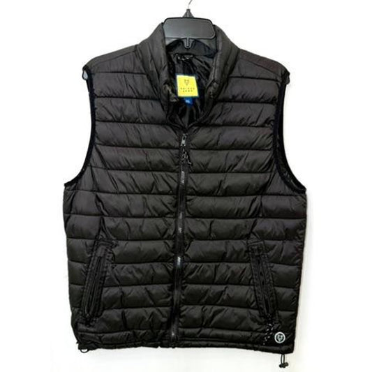 Prince & Fox Puffer Vest Mens Medium Black Full Zip Quilted Sleeveless Jacket