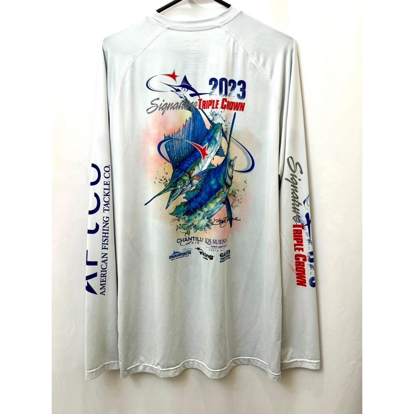 AFTCO Signature Triple Crown 2023 Fishing Shirt Mens Large Gray Long Sleeve