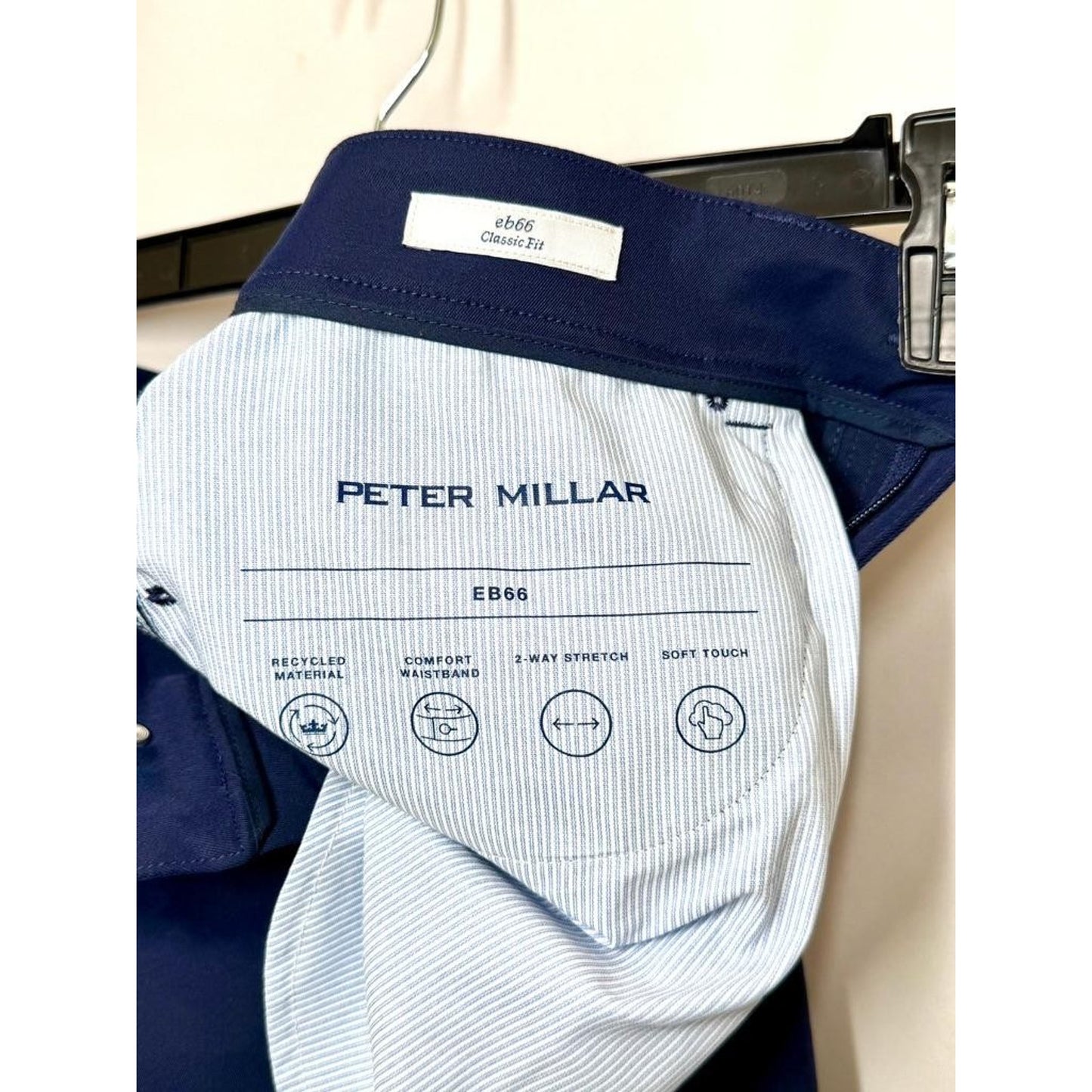 Peter Millar EB66 Classic Fit Pants Mens 33x32 Blue 5-Pocket 2-Way Stretch Golf