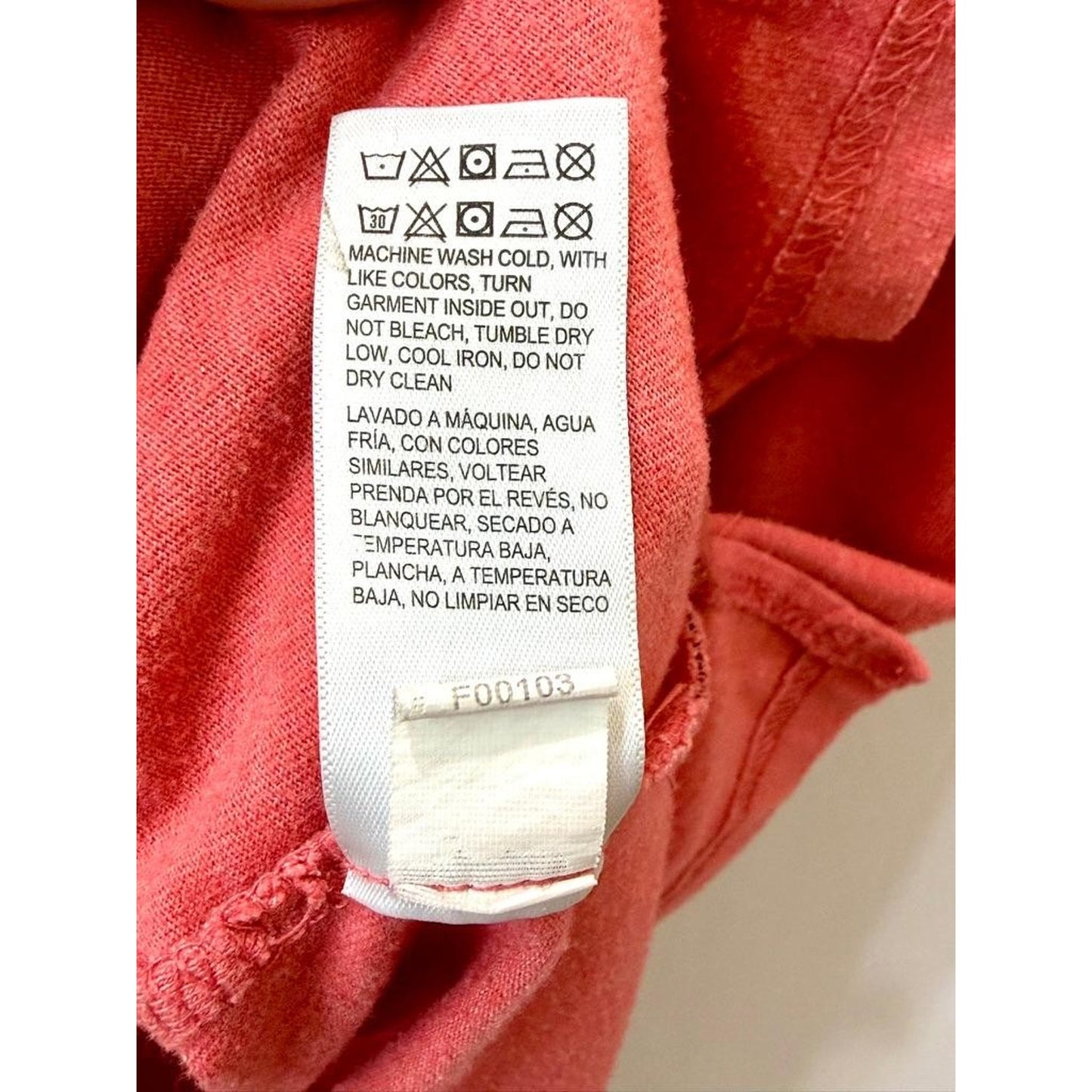 Lucky Brand T-Shirt Mens Large Coral Red Heather Short Sleeve Crew Neck Tee