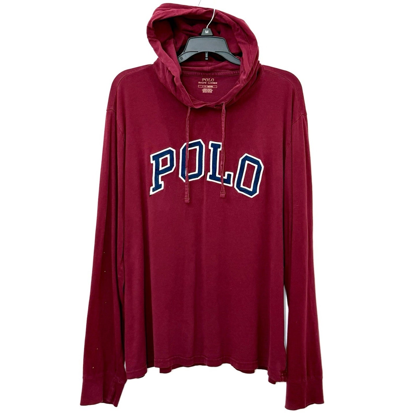 Ralph Lauren Polo Long Sleeve Hoodie Tee - Maroon - Men’s Size Large - SEE PICS!
