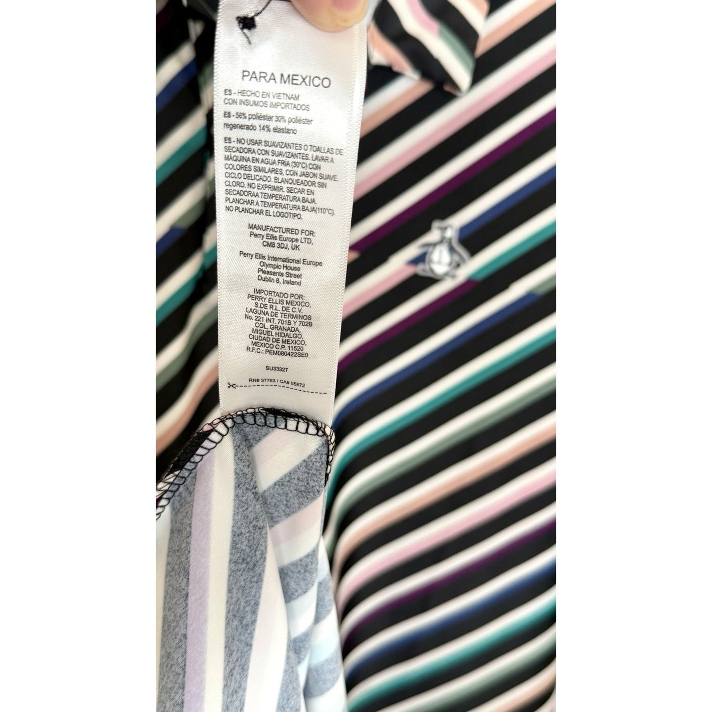 PENGUIN Men's Polo Shirt XL by Munsingwear Performance Stretch Golf Multi Strip