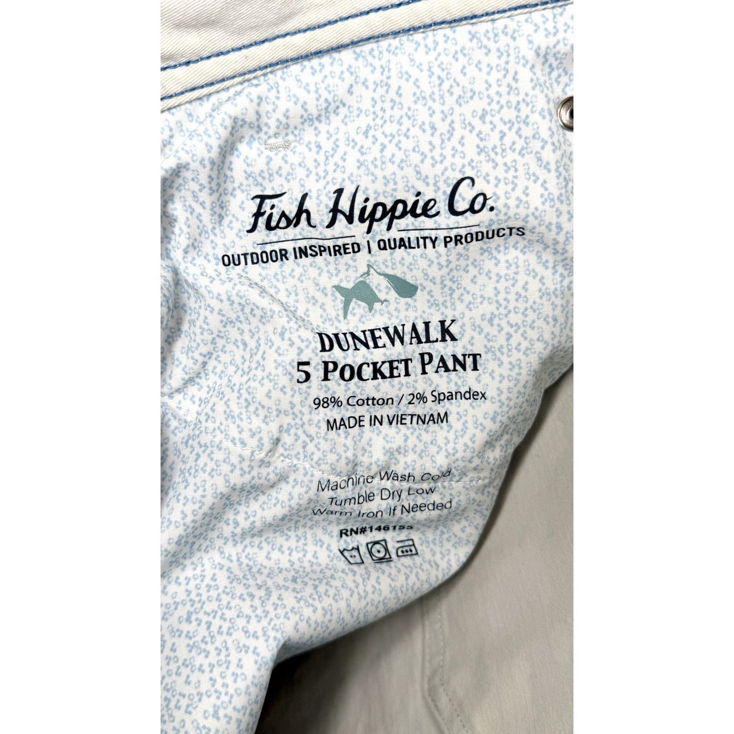 FISH HIPPIE CO. DUNEWALK 5 Pocket Stretch Pants 38x32 W38 L32 Tan / WORN ONCE!!
