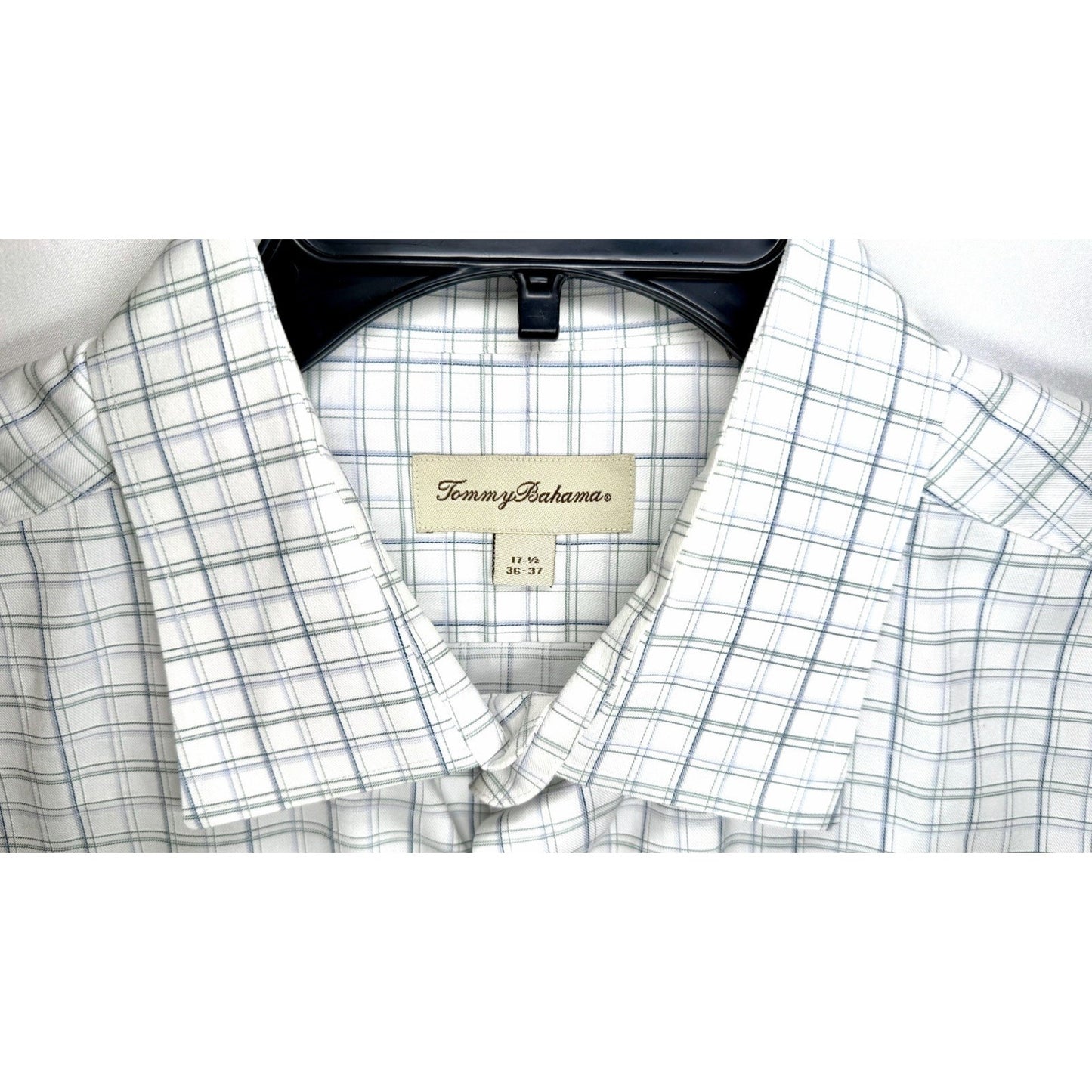 Tommy Bahama Button Long Sleeve Shirt Blue Plaid Men's Size 17.5/ 34-35