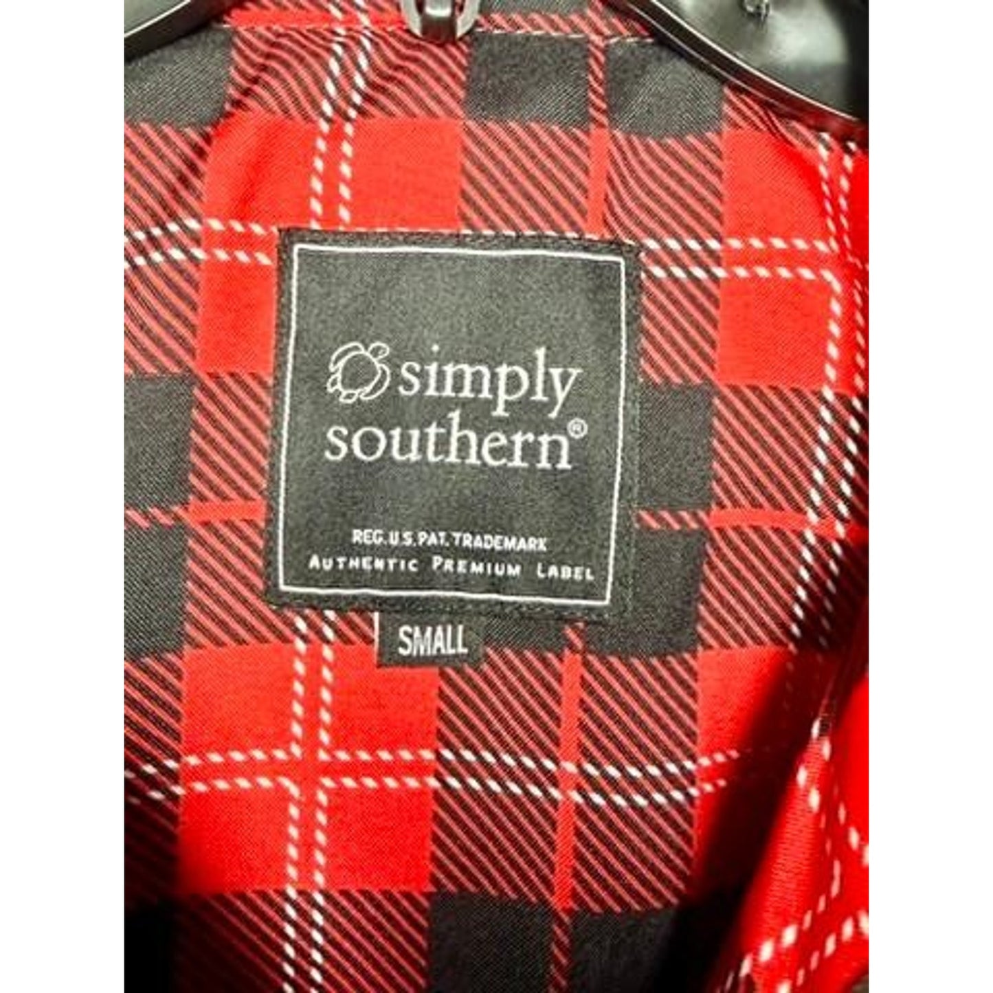 Simply Southern Puffer Vest Womens Small Gray Quilted Plaid Lined Snap Front