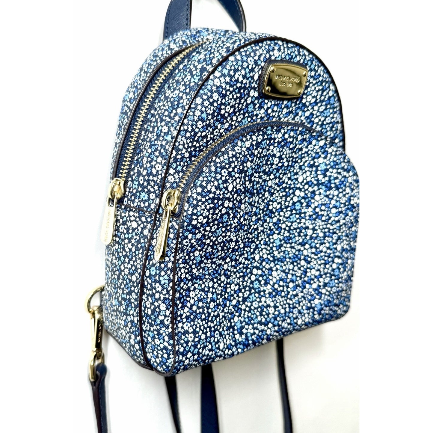 Michael Kors Abbey Mini Backpack In Navy Blue Floral Pattern NWOT / New W/ COA