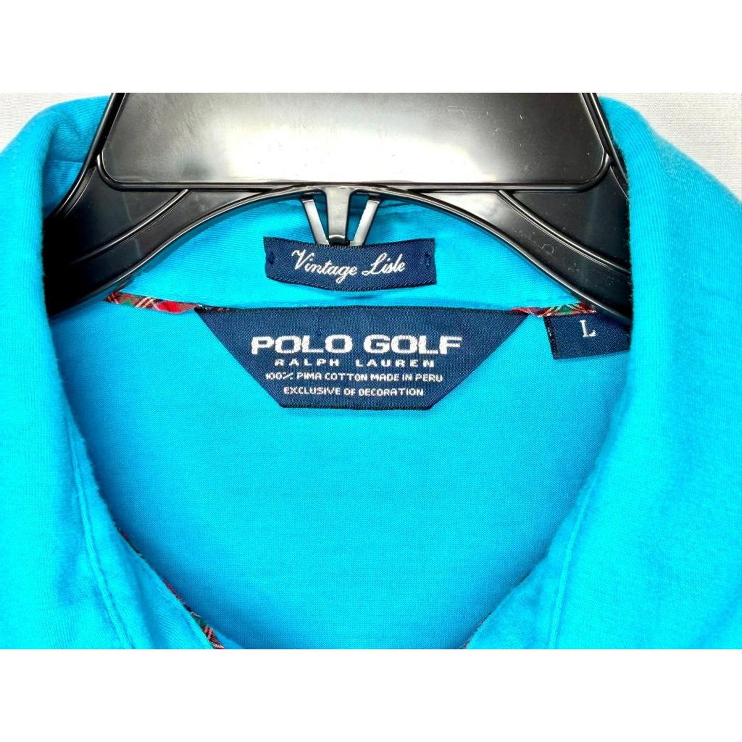 Polo Golf Ralph Lauren Shirt Mens Large Blue Vintage Lisle 100% Pima Cotton