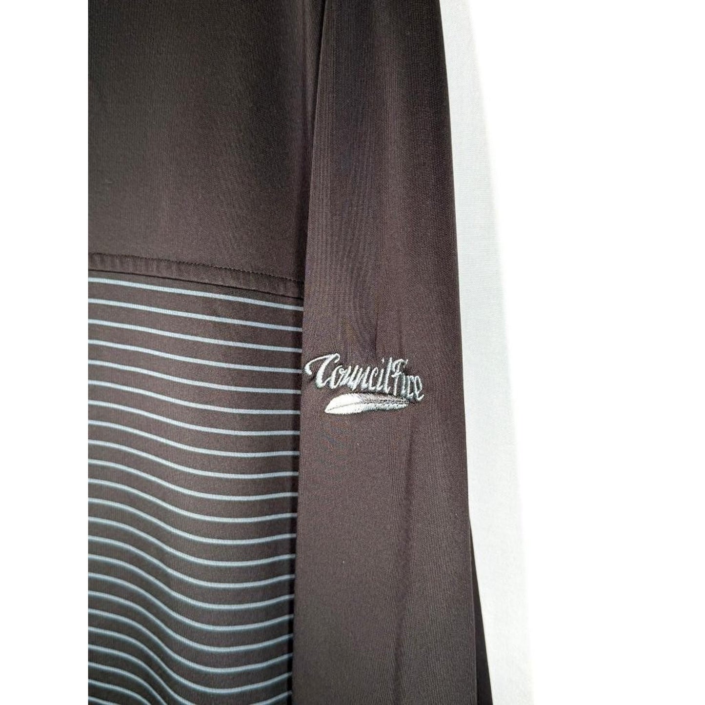 Cutter & Buck Mens Large CB DryTec 1/4 Zip Pullover Black Striped Golf Jacket