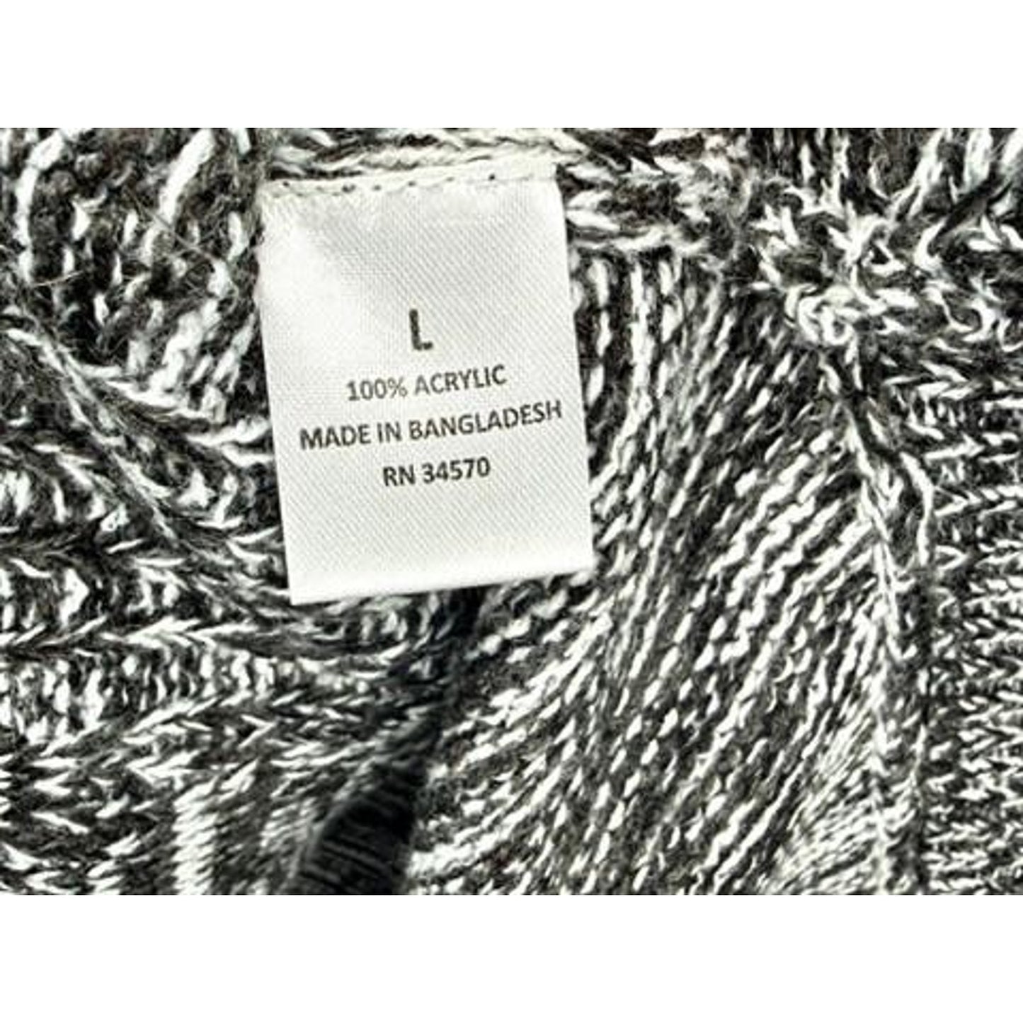 Jason Maxwell Women L Sweater Gray Black Marl Cable Knit Cowl Neck Pullover