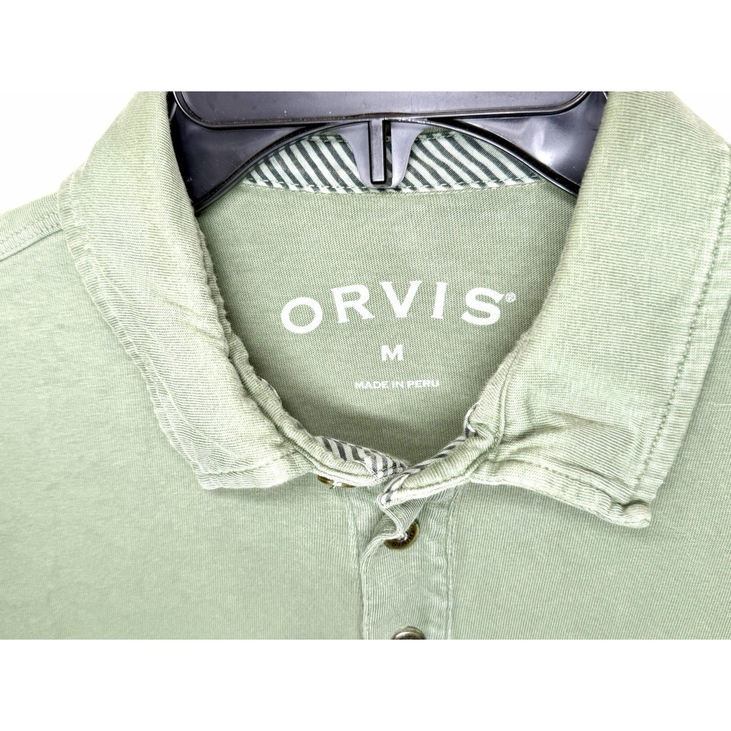 ORVIS Signature Polo Shirt Mens M Green Snook Fish Embroidered Pima Cotton EC