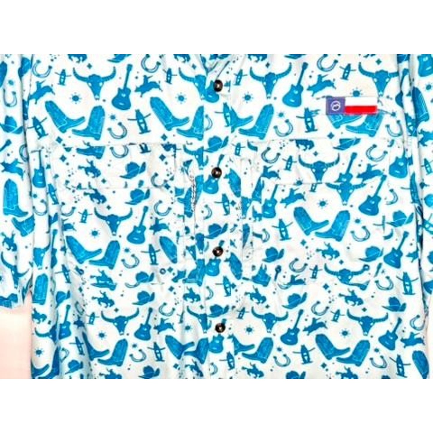 Magellan Outdoors Texas Fish Gear Shirt Mens XL Blue Western Cowboy Fishing NWOT
