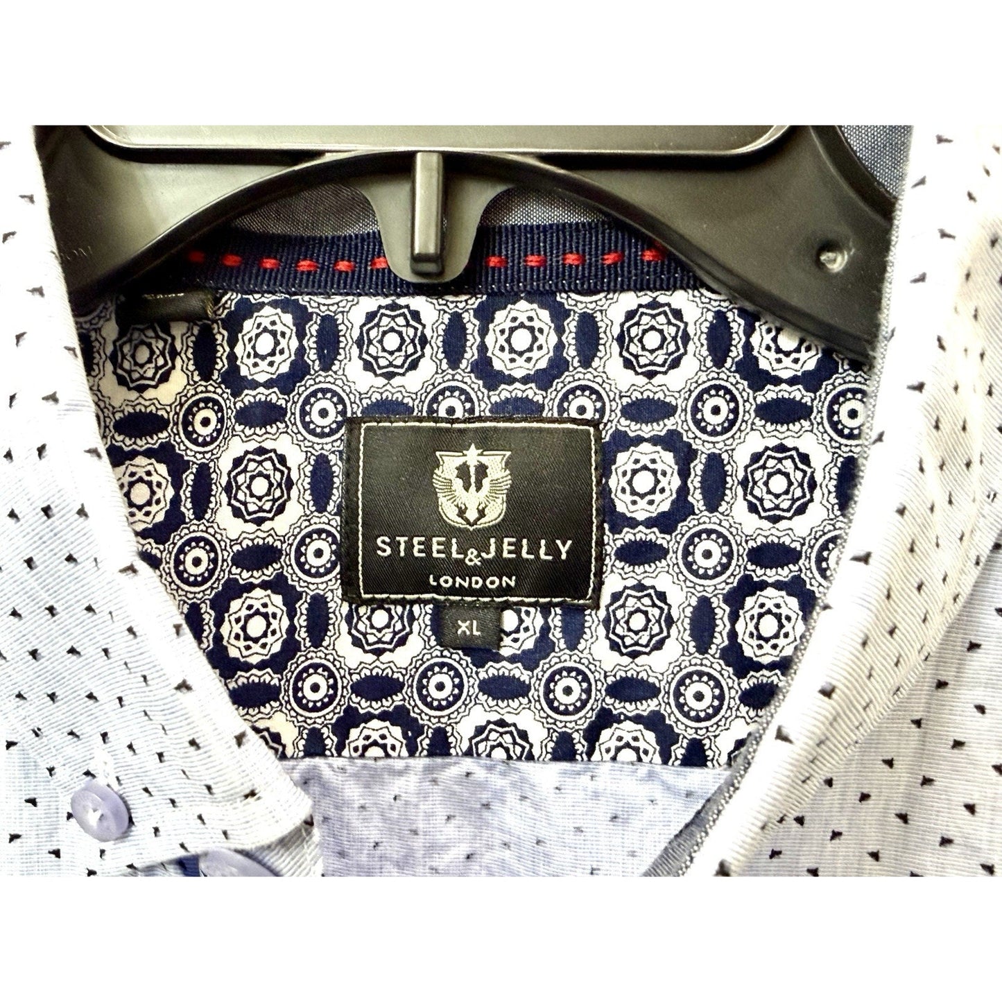 Steel & Jelly London Mens XL Flip Cuff Long Sleeve Button Front Dress Shirt Blue