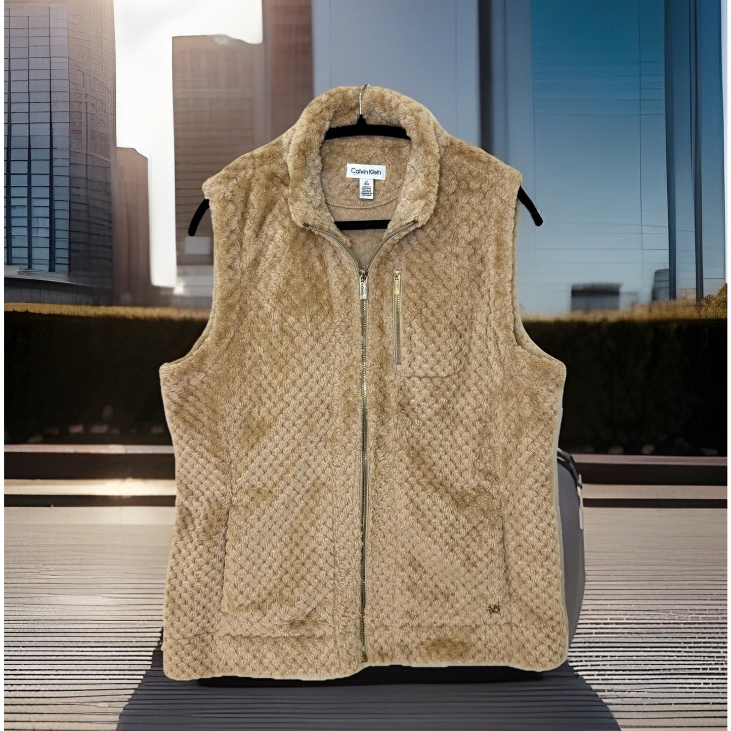 Calvin Klein Women's Faux Fur Vest Brown Size Medium (Worn Once!!!)