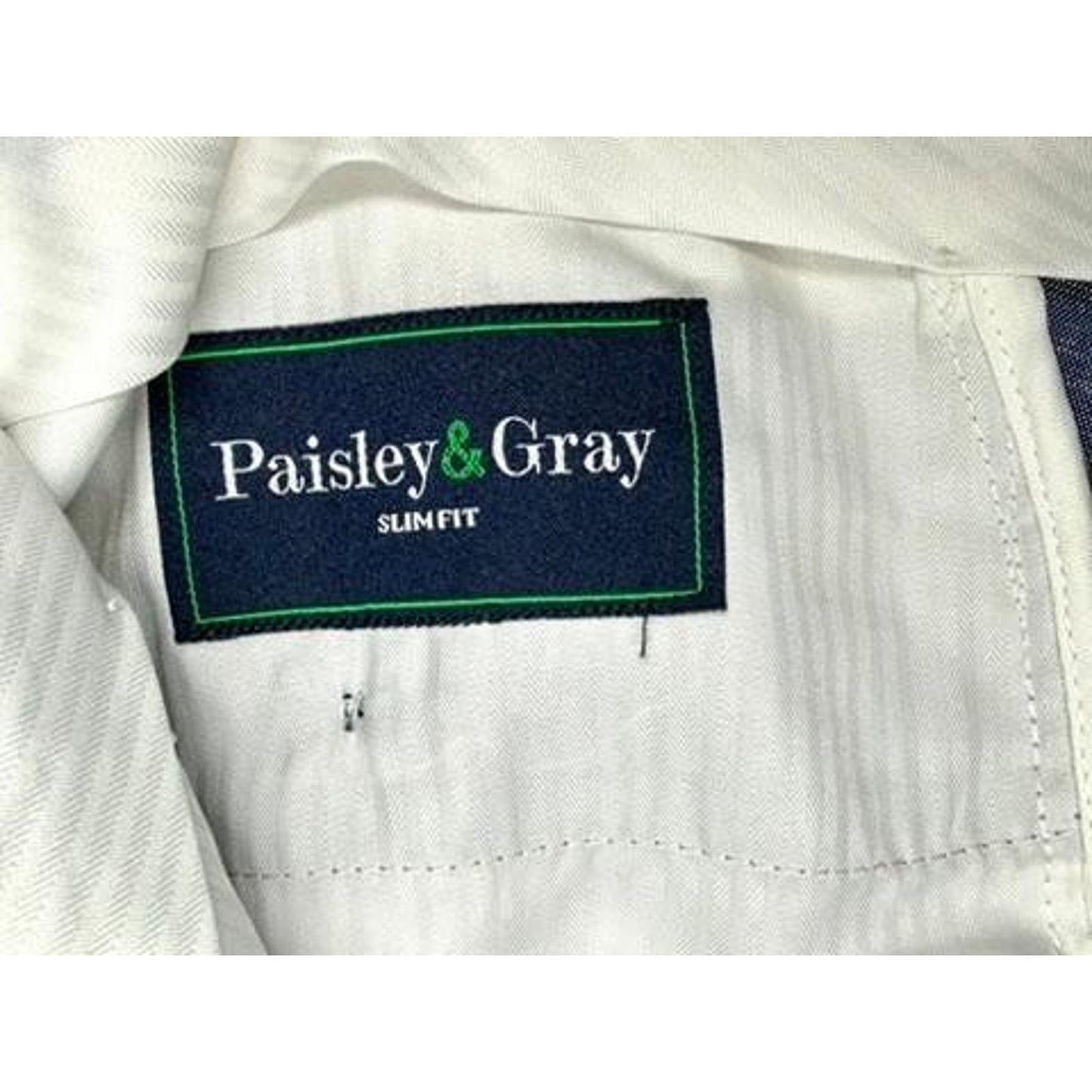 Paisley & Gray Slim Fit Linen Blend Dress Pants Mens 36x32 Blue Chambray