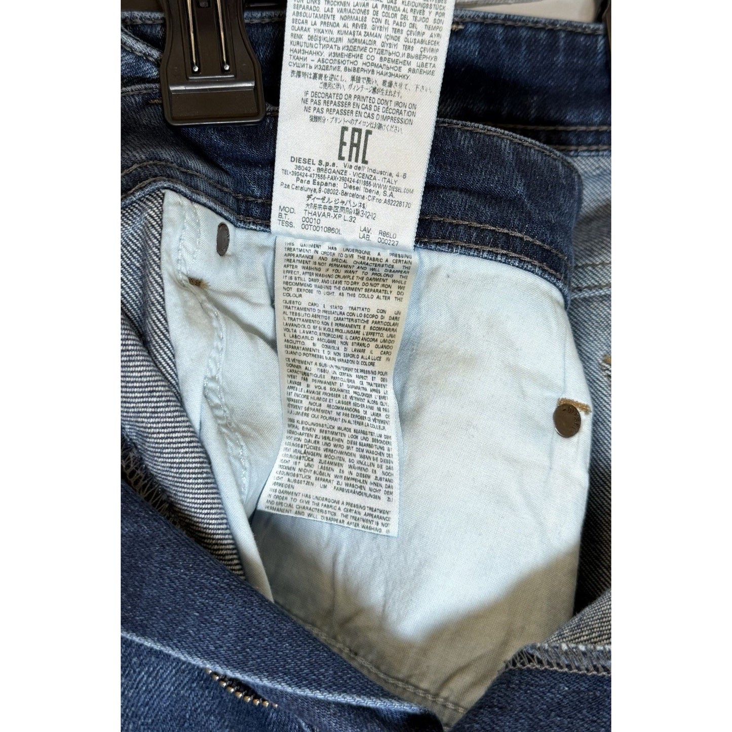 Diesel Thavar-XP Slim Skinny Jeans Men’s Medium Wash Stretch Denim Fits 36x32