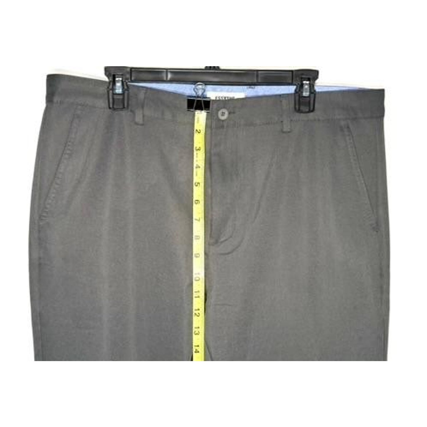 Essyshe Slim Fit Dress Pants Mens 36x28 Dark Gray Flat Front Polyester Trousers