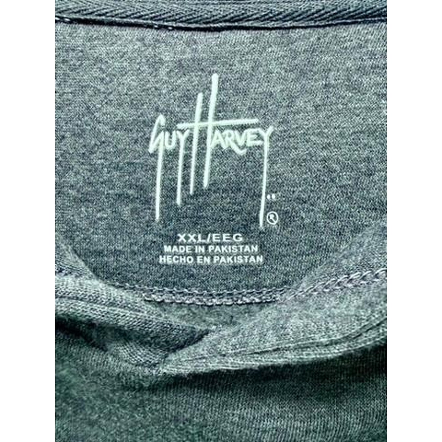 Guy Harvey Hoodie Mens XXL Blue Heather Marlin Tuna Mahi Mahi Fishing Sweatshirt
