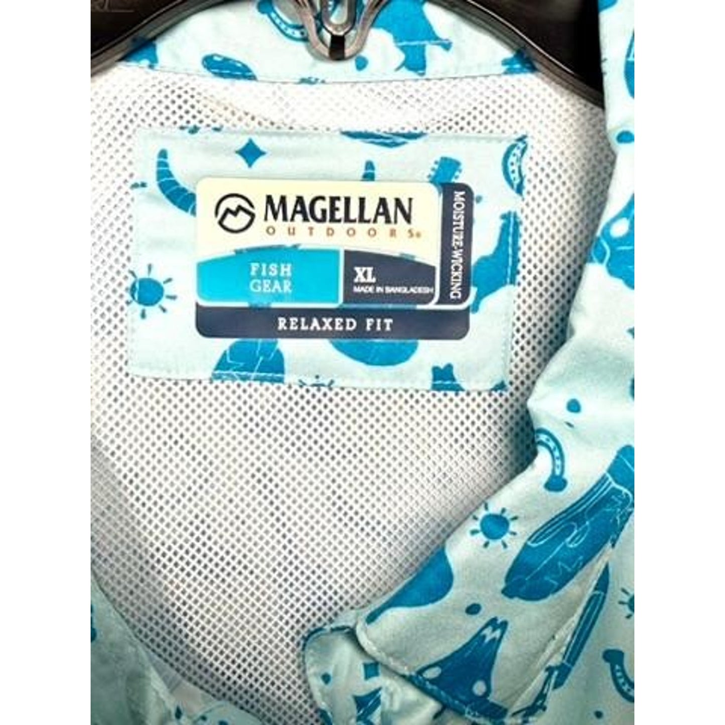 Magellan Outdoors Texas Fish Gear Shirt Mens XL Blue Western Cowboy Fishing NWOT