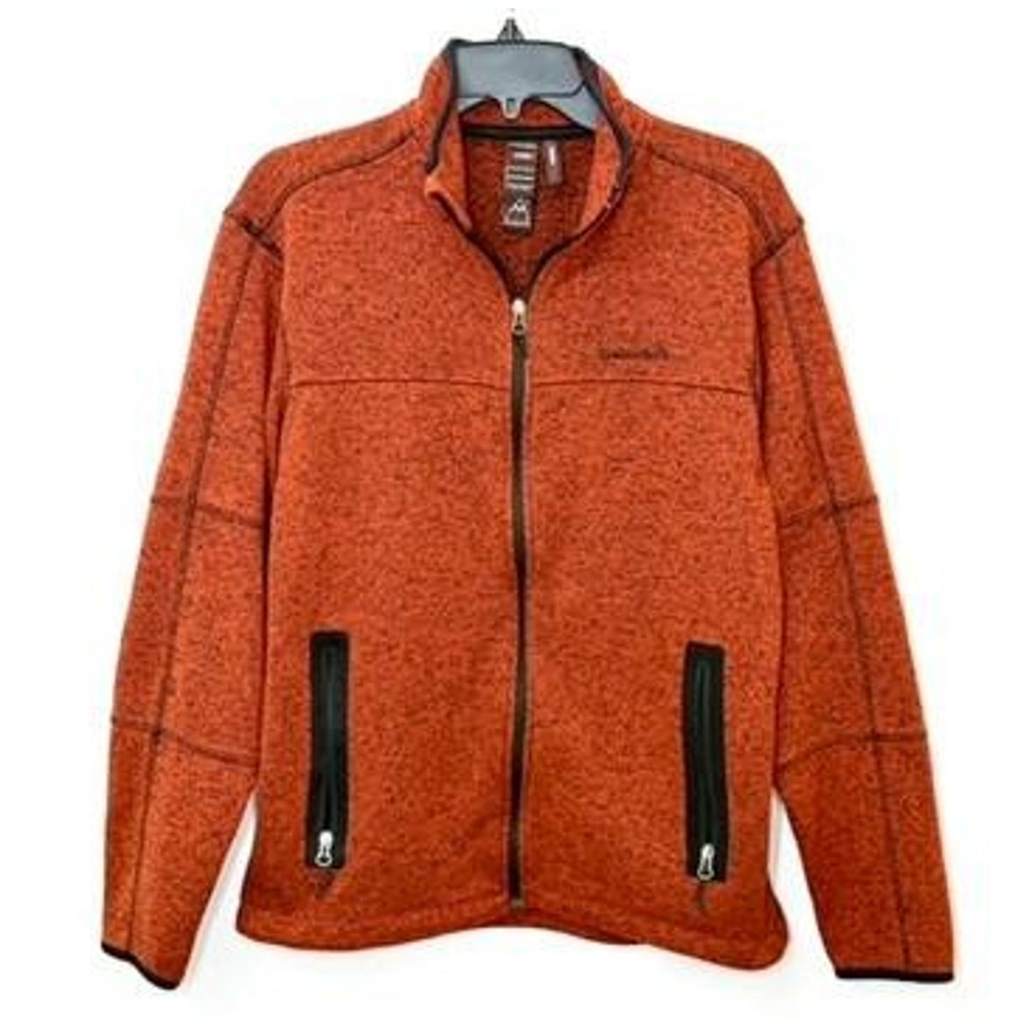 Avalanche Outdoor Supply Fleece Jacket Mens Medium Orange Knit Full Zip Thermal