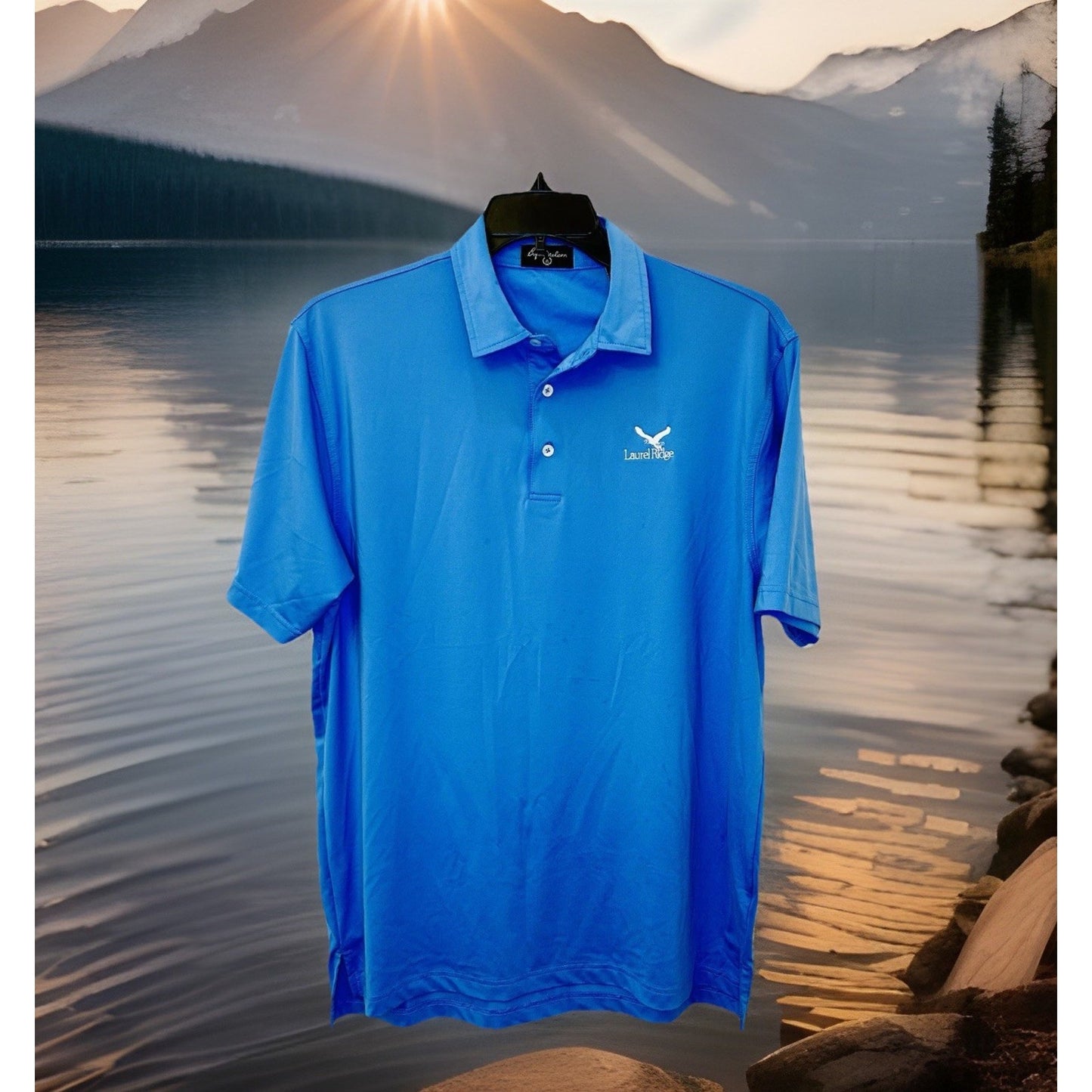 Men's Byron Nelson Basic Collared Solid Blue Polo Shirt Size Largesl