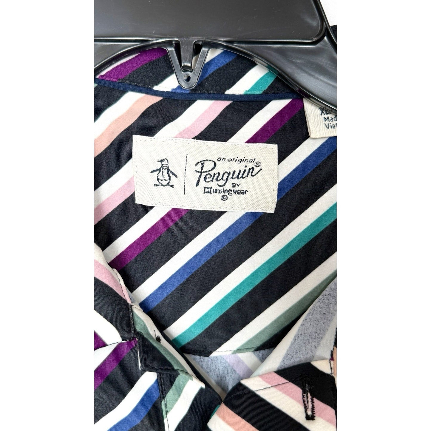 PENGUIN Men's Polo Shirt XL by Munsingwear Performance Stretch Golf Multi Strip