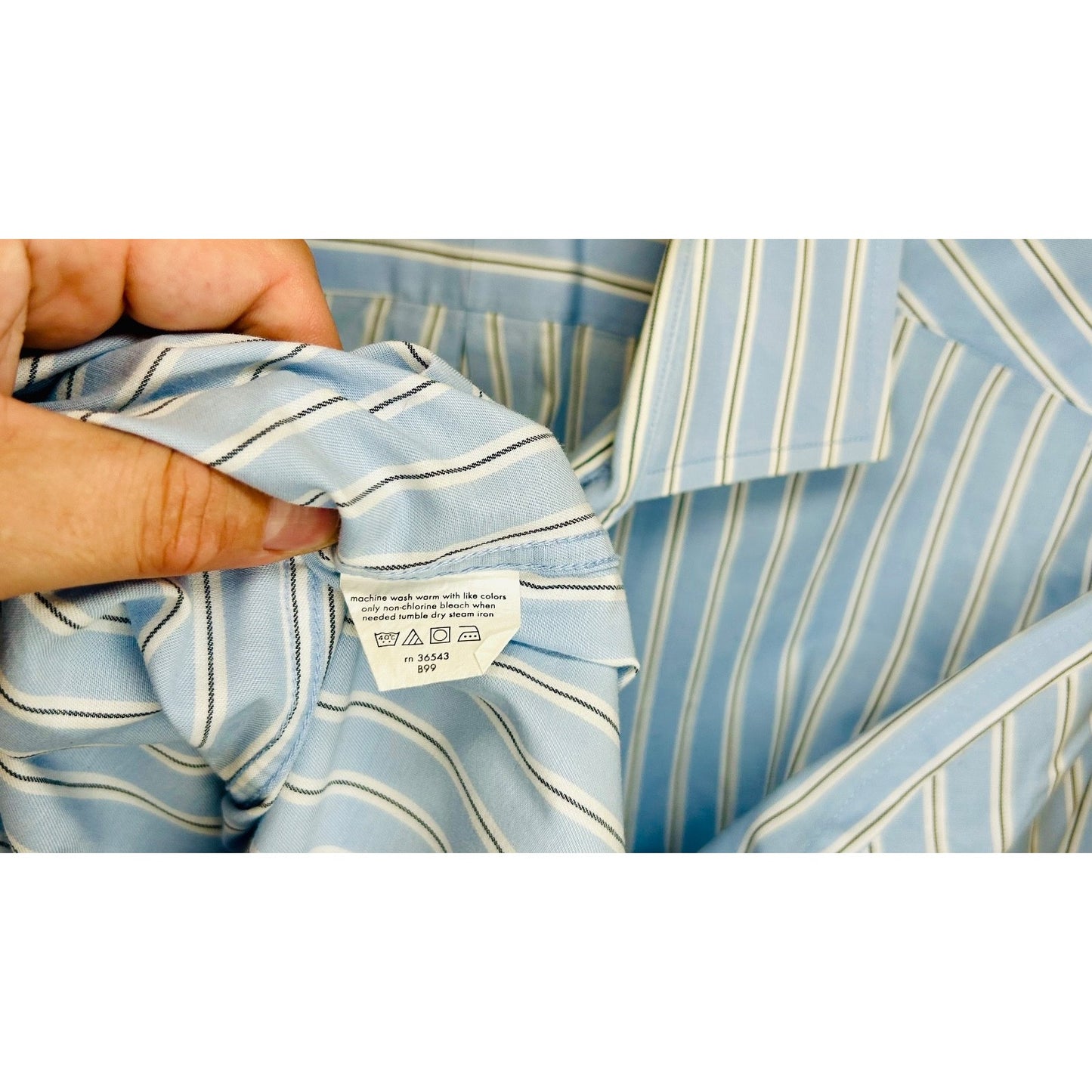 Michael Kors Shirt Mens Dress Shirt Regular Blue White Striped SZ 17 1/2