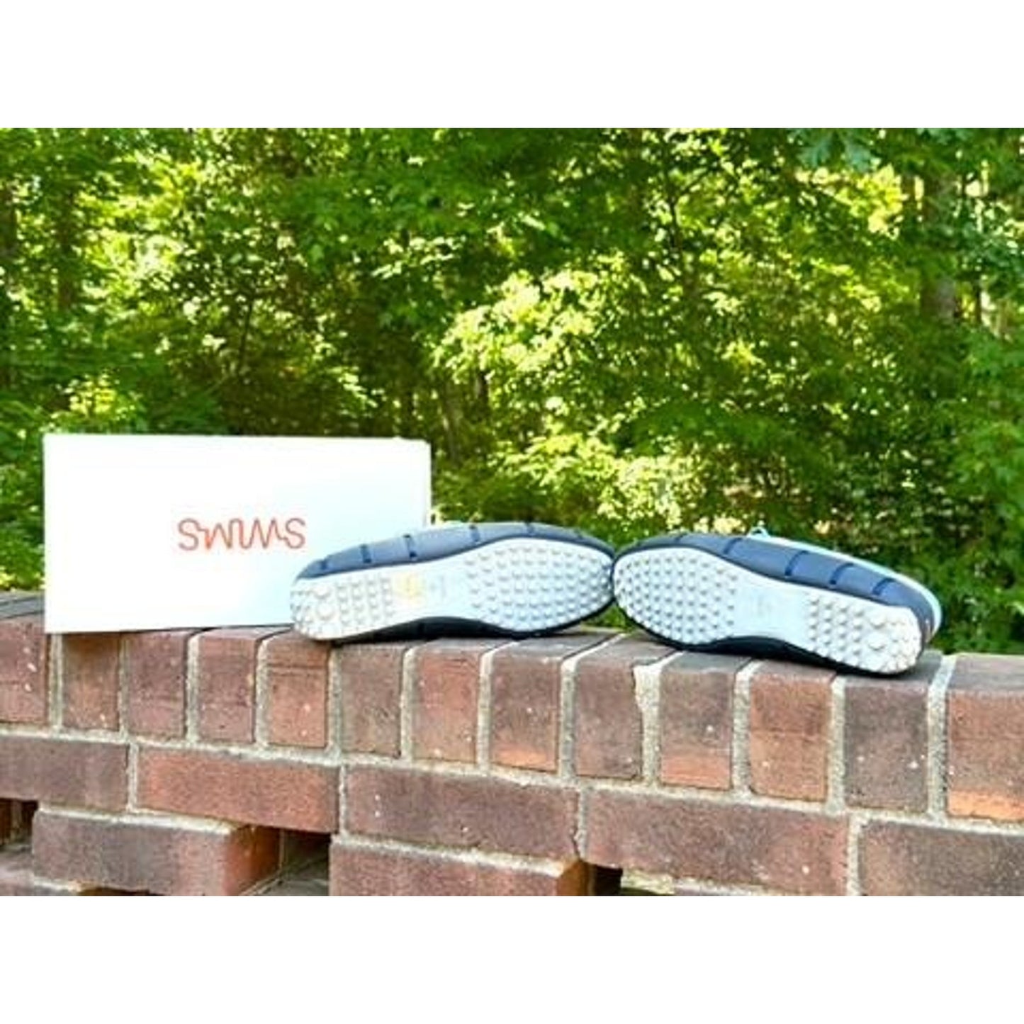 Swims Braided Lace Lux Loafer Driver Mens 9.5 Navy Alloy Blue White Slip On