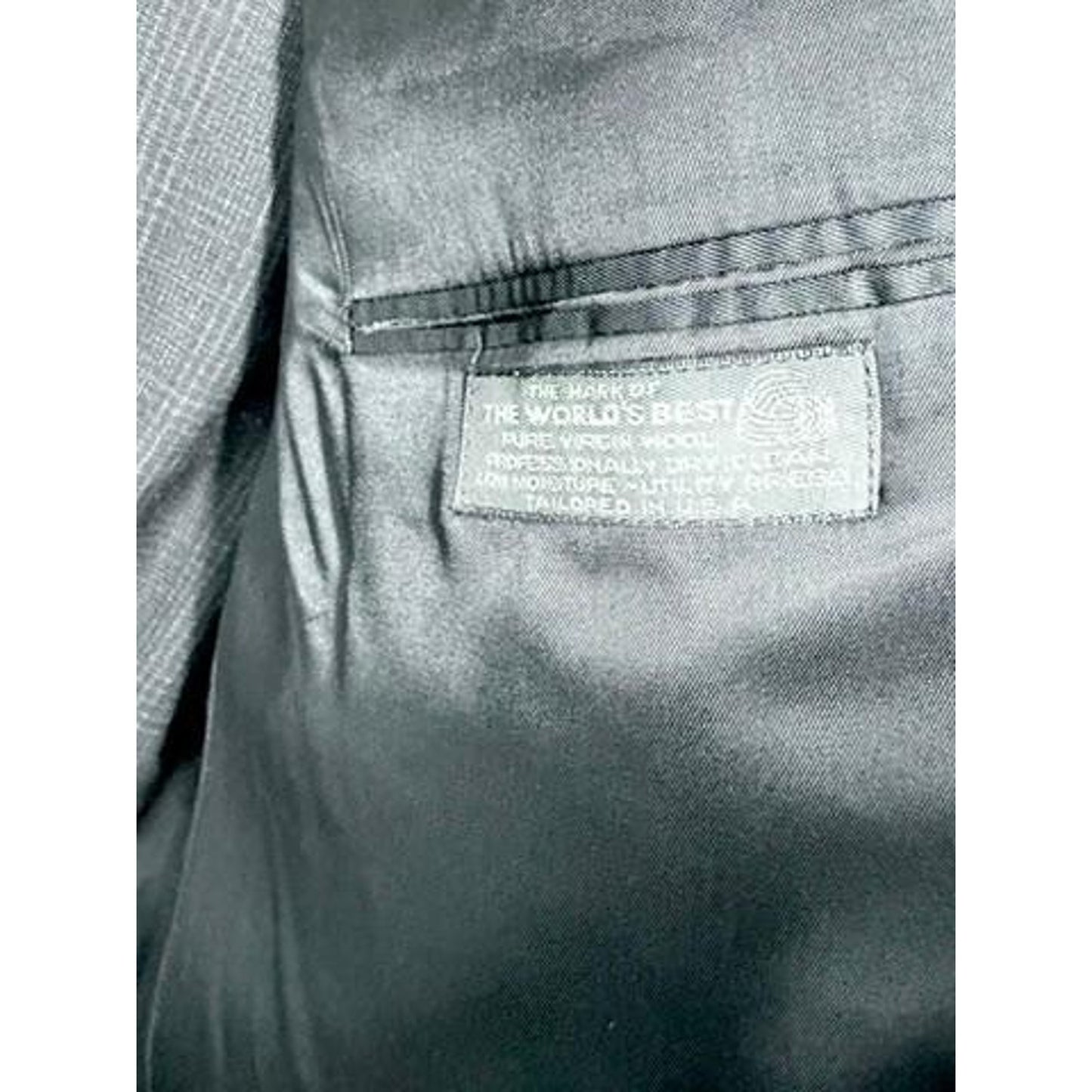Christian Dior Monsieur Suit Mens 40L Gray Wool Double Breasted Plaid Vintage