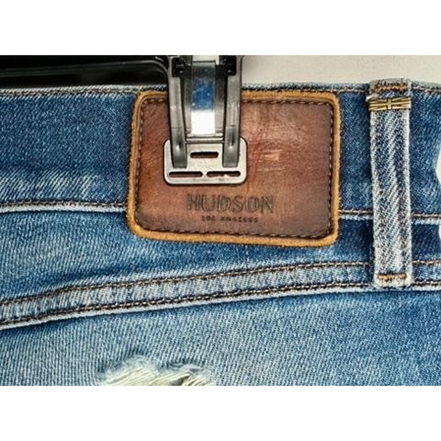 Hudson Jeans Mens 34 Blue Denim Relaxed Skinny Distressed Stretch Pants
