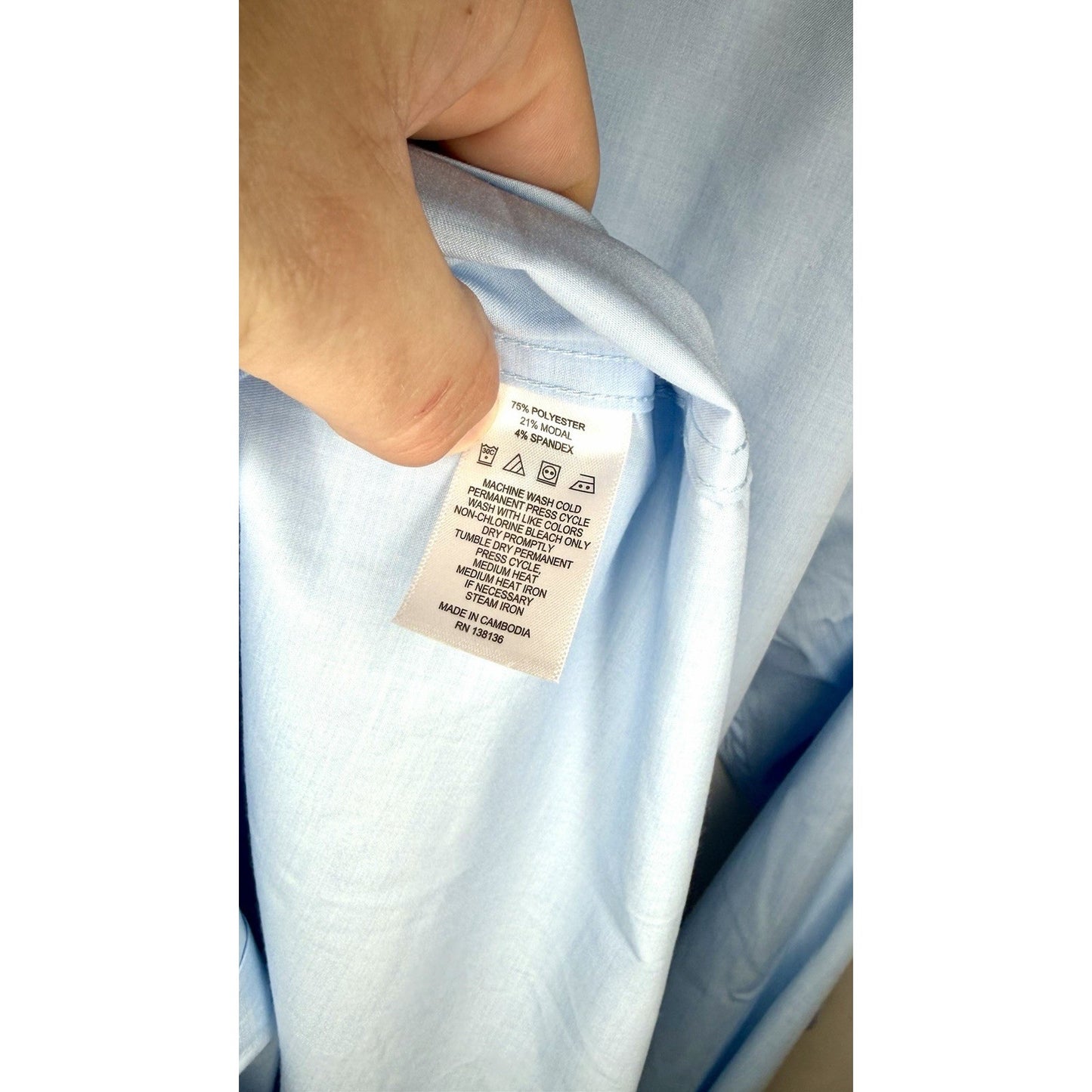 Original Penguin Shirt Mens 16 32/33 Light Blue Heritage Slim Fit Stretch Shirt