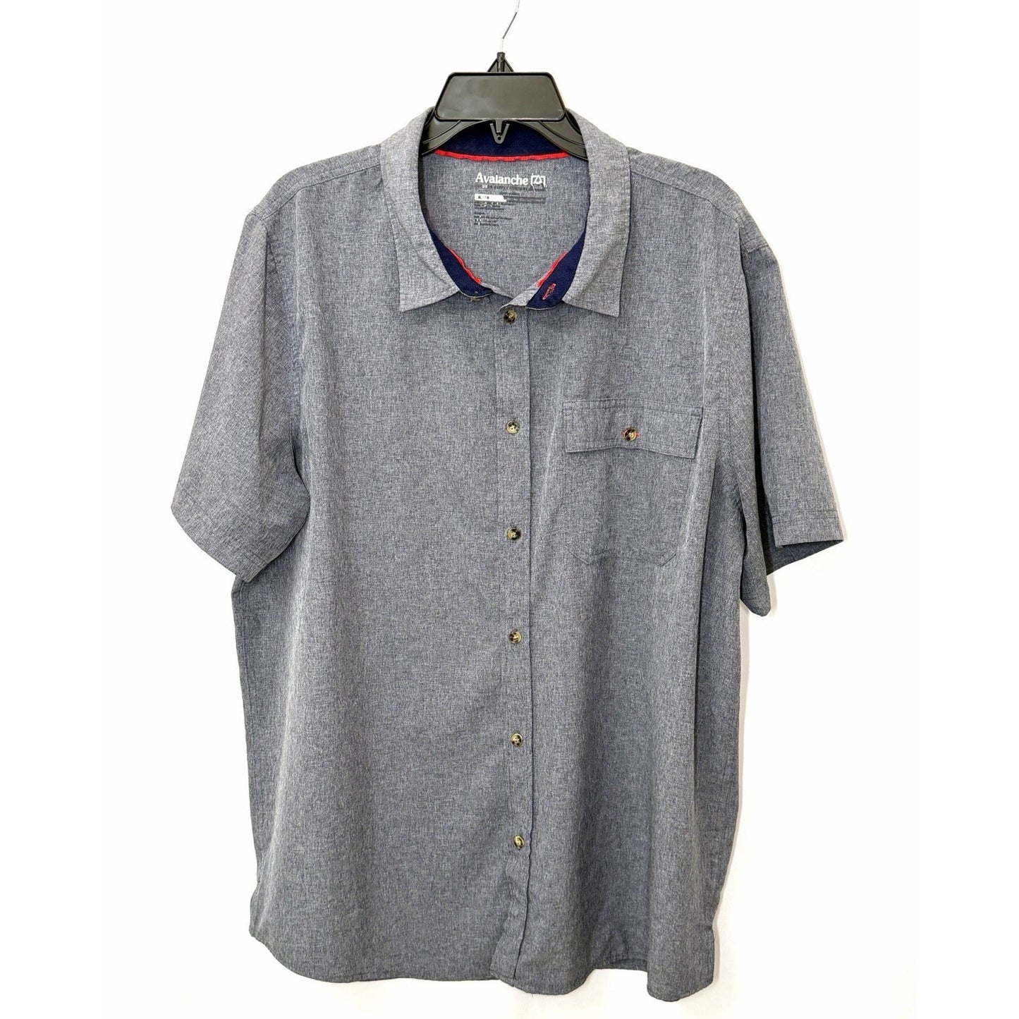 Avalanche Shirt Mens Size Large Blue Short Sleeve Button Up Performance Hiking