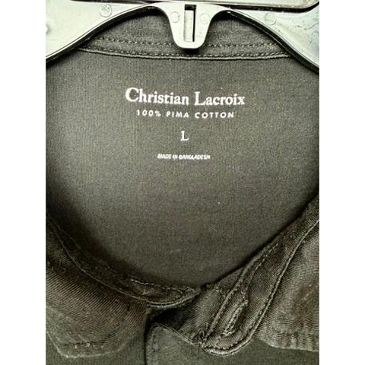 Christian Lacroix Polo Shirt Mens Large Black 100% Pima Cotton Short Sleeve