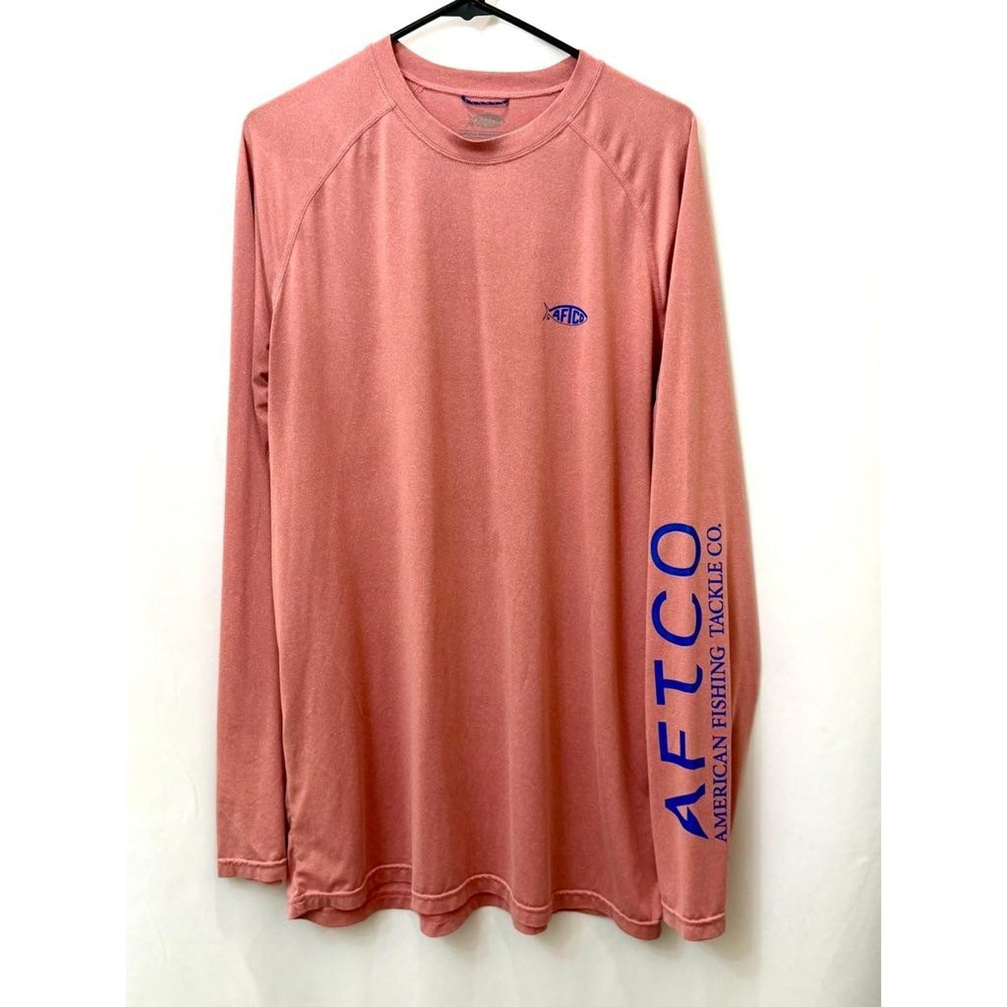 AFTCO Fishing Shirt Mens Large Salmon Pink Long Sleeve Sun Protection