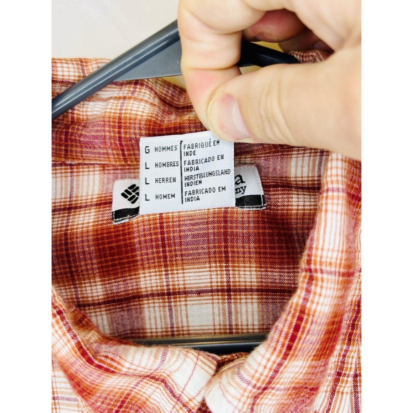 Columbia Plaid Button Up Shirt Short Sleeve Outdoor Casual Red White Large
