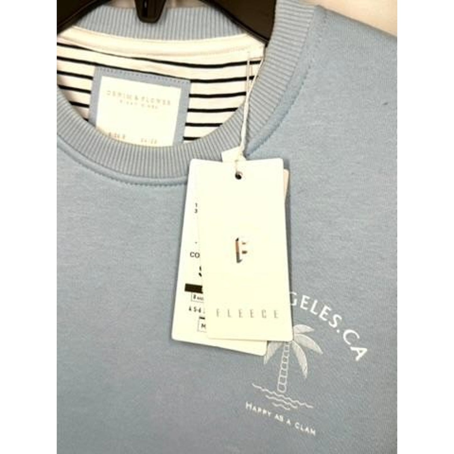 Denim & Flower Ricky Singh Boys Size 8 Blue Fleece Sweatshirt Los Angeles CA