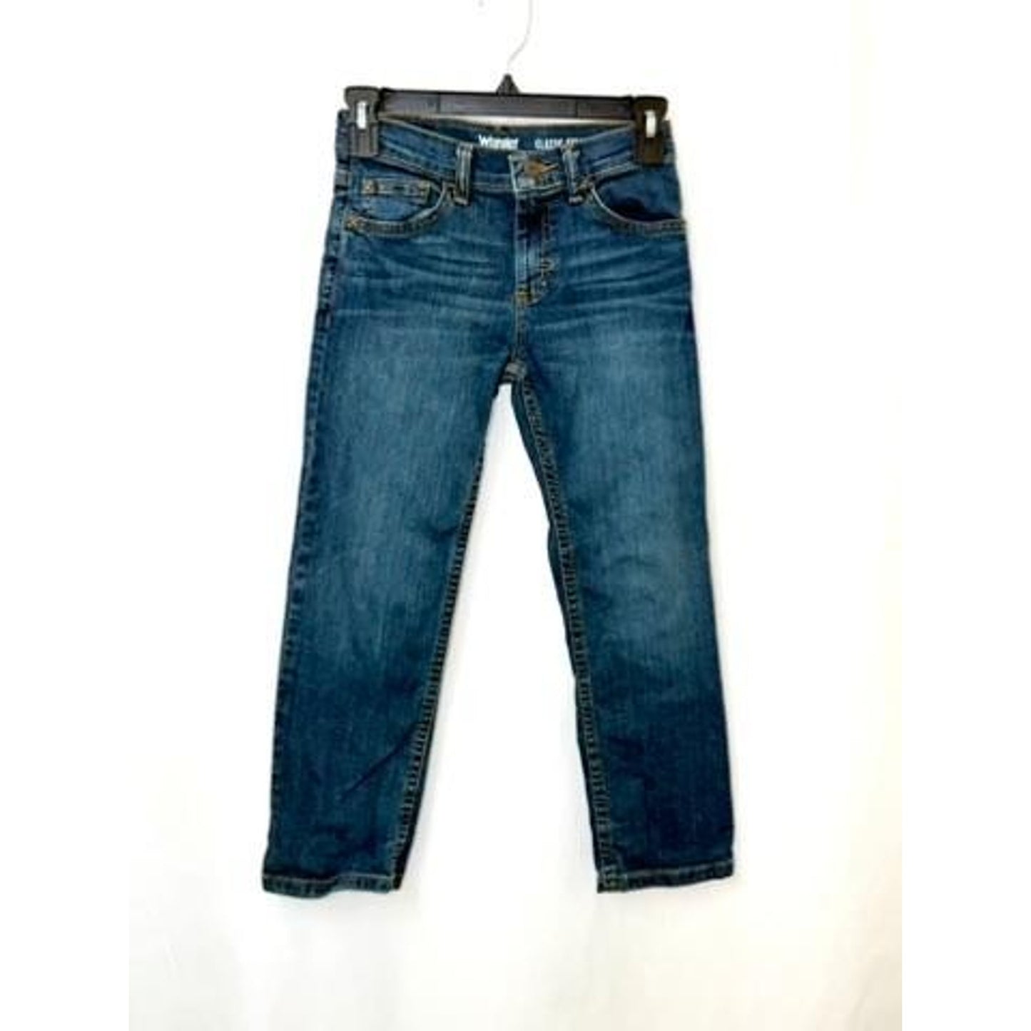 Wrangler Classic Straight Jeans Boys Size 8 Regular Blue Denim Adjustable Waist
