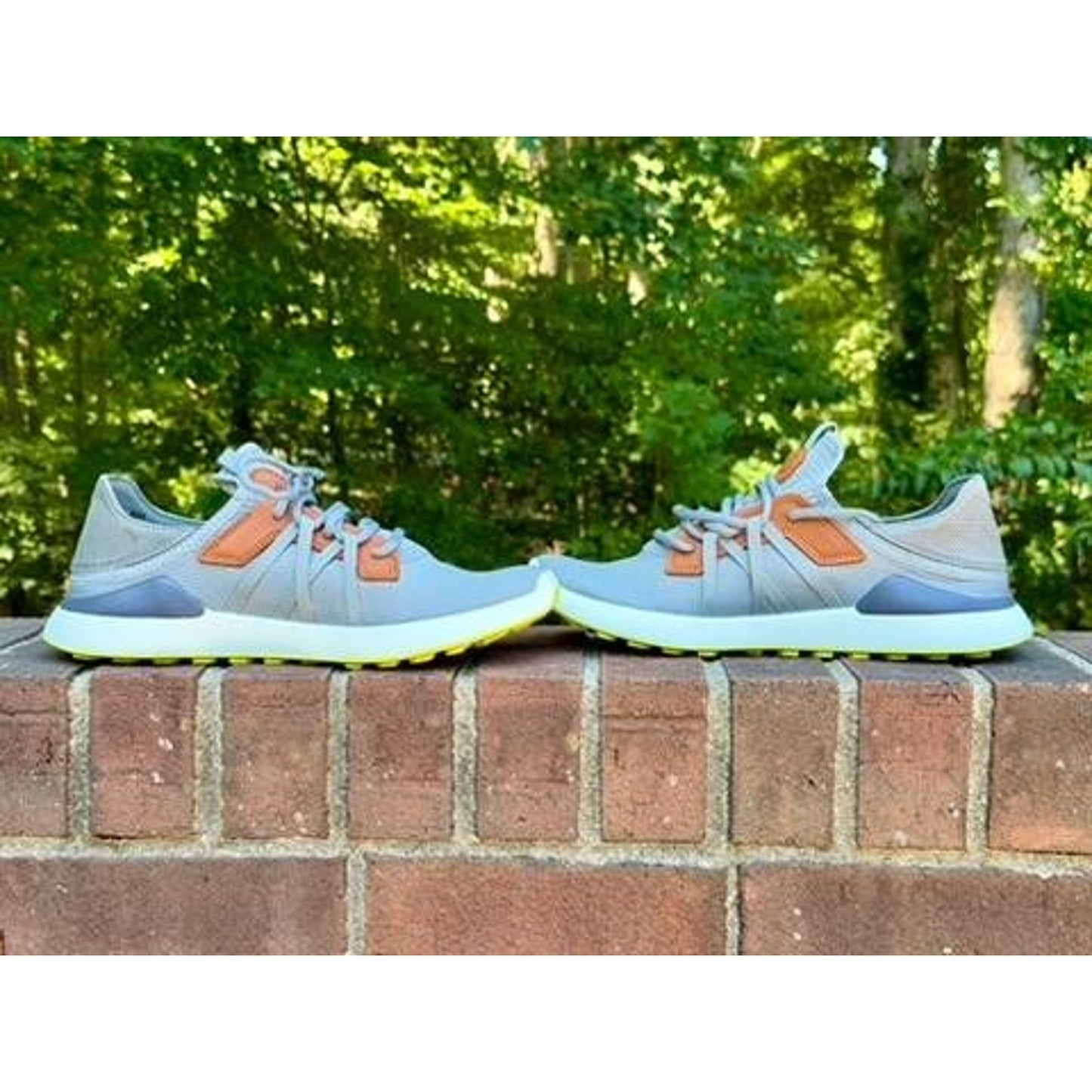 Olukai Manele Mens 8.5 Golf Shoes Grey Leather Textile Spikeless Athletic
