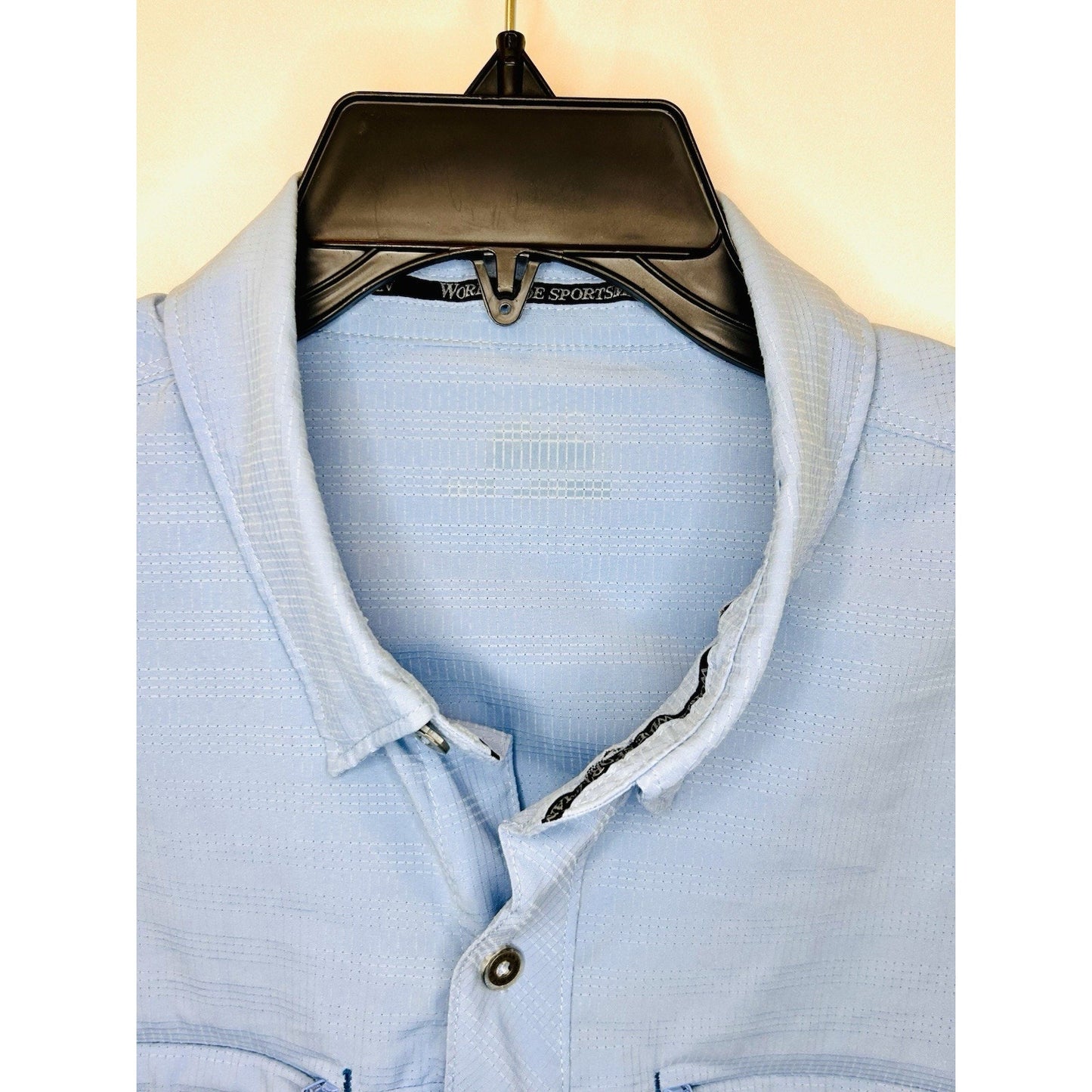 World Wide Sportsman Light Blue Long Sleeve Fisherman Button Up Shirt Men’s XL