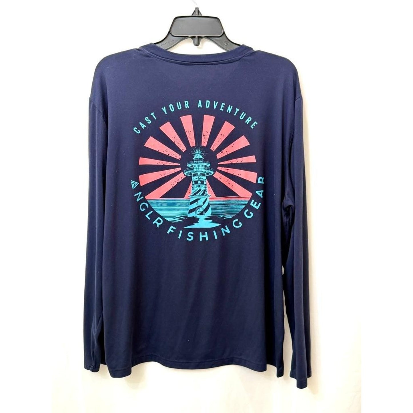 ANGLR Fishing Gear Shirt Mens Large Blue Long Sleeve Cast Your Adventure Egypt