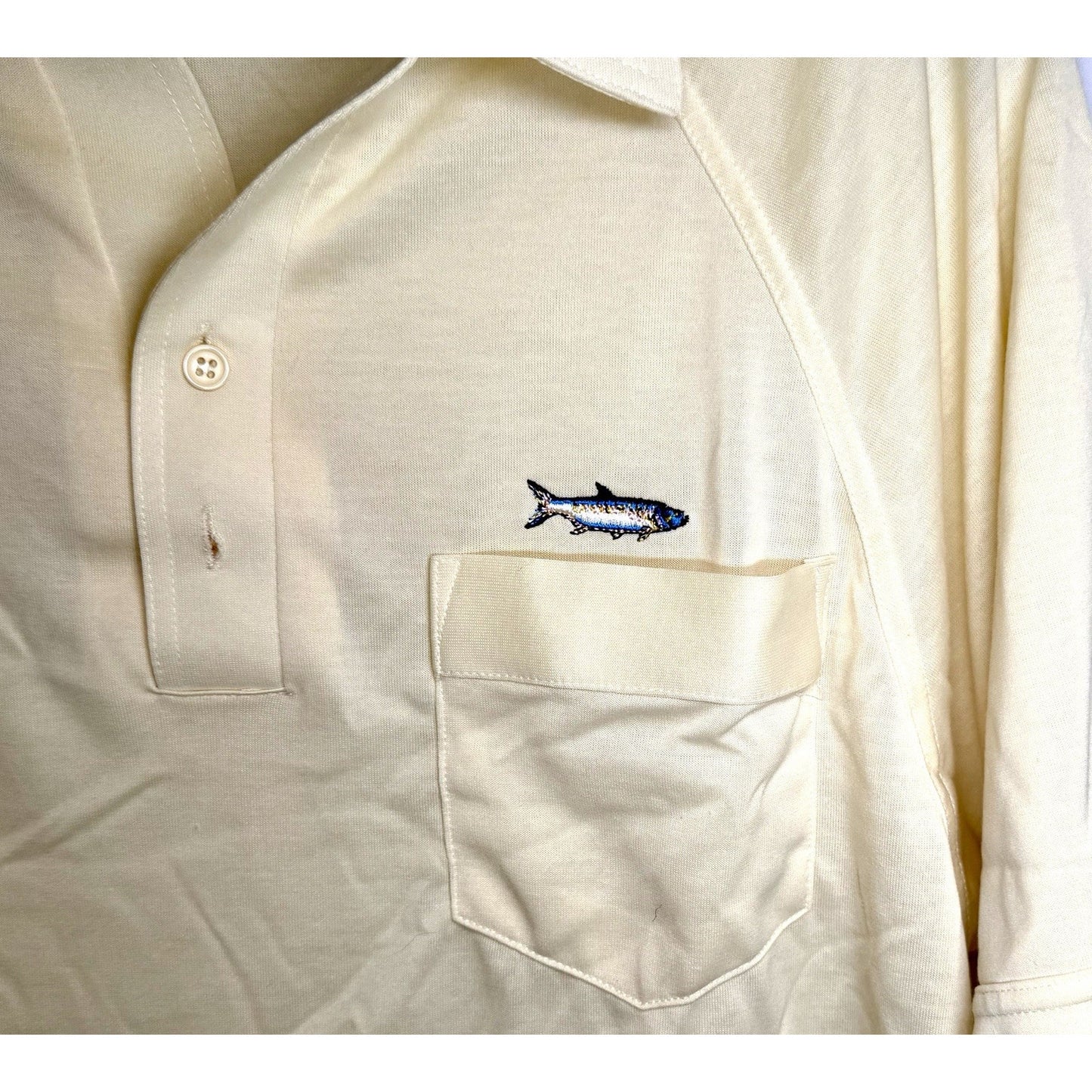 VTG Palmland Polo Men’s Medium Bright Yellow With Embroidered Fish