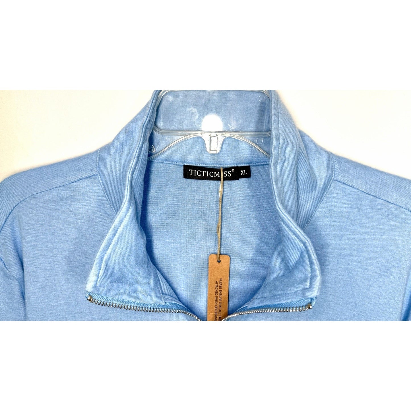 Ticticmiss Women’s Long Sleeve Quarter Zip Up Pullover / Women’s XL / Baby Blue