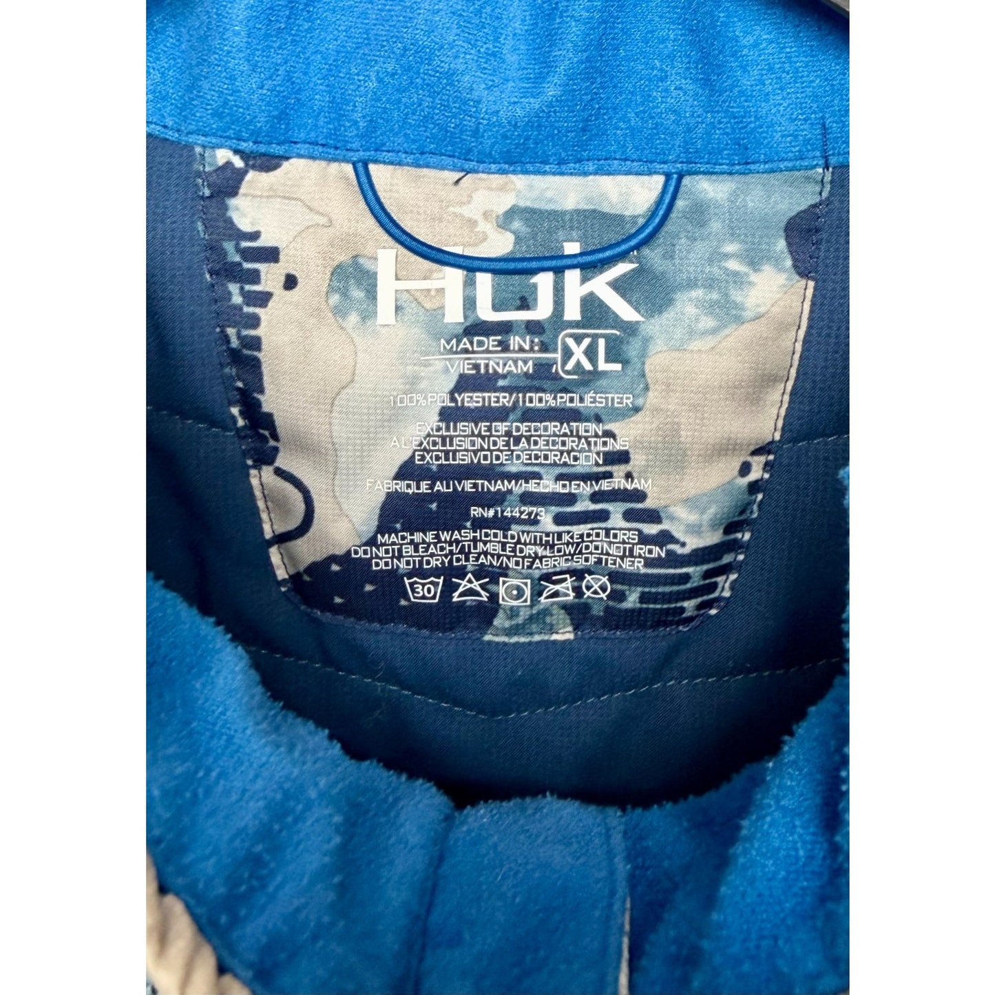 Huk Men's Icon X Puff Blue Camo Insulated Jacket / Size XL / $160 Retail