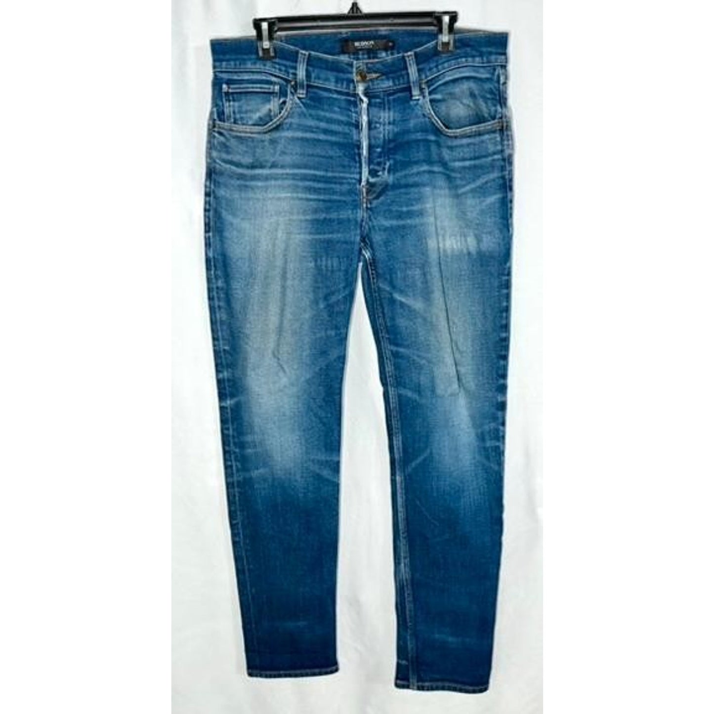 Hudson Jeans Mens 34 Blue Denim Relaxed Skinny Distressed Stretch Pants