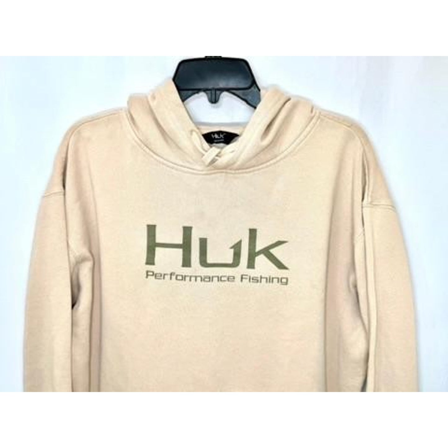 Huk Performance Fishing Hoodie Mens Medium Beige Cotton Blend Pullover
