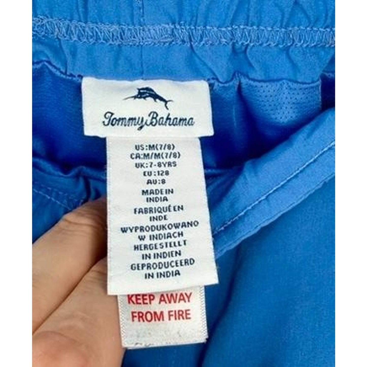 Tommy Bahama Boys Swim Trunk Shorts Size M 7-8 Blue Elastic Waist Board Shorts