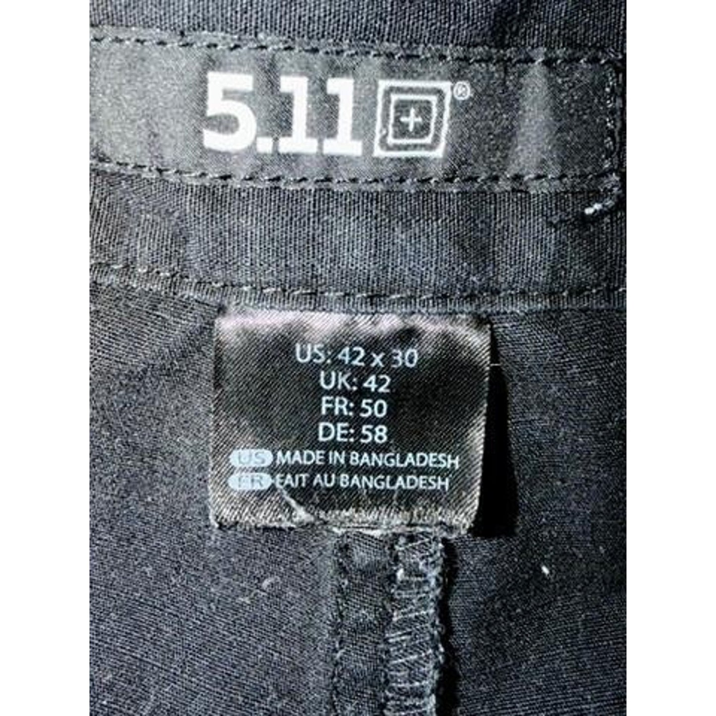 5.11 Tactical Cargo Pants Mens 42x30 Black Ripstop Workwear Utility