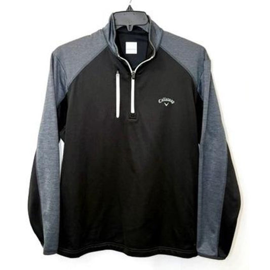 Callaway Golf Pullover Mens Medium Black Gray 1/4 Zip Fleece Lined Sweater