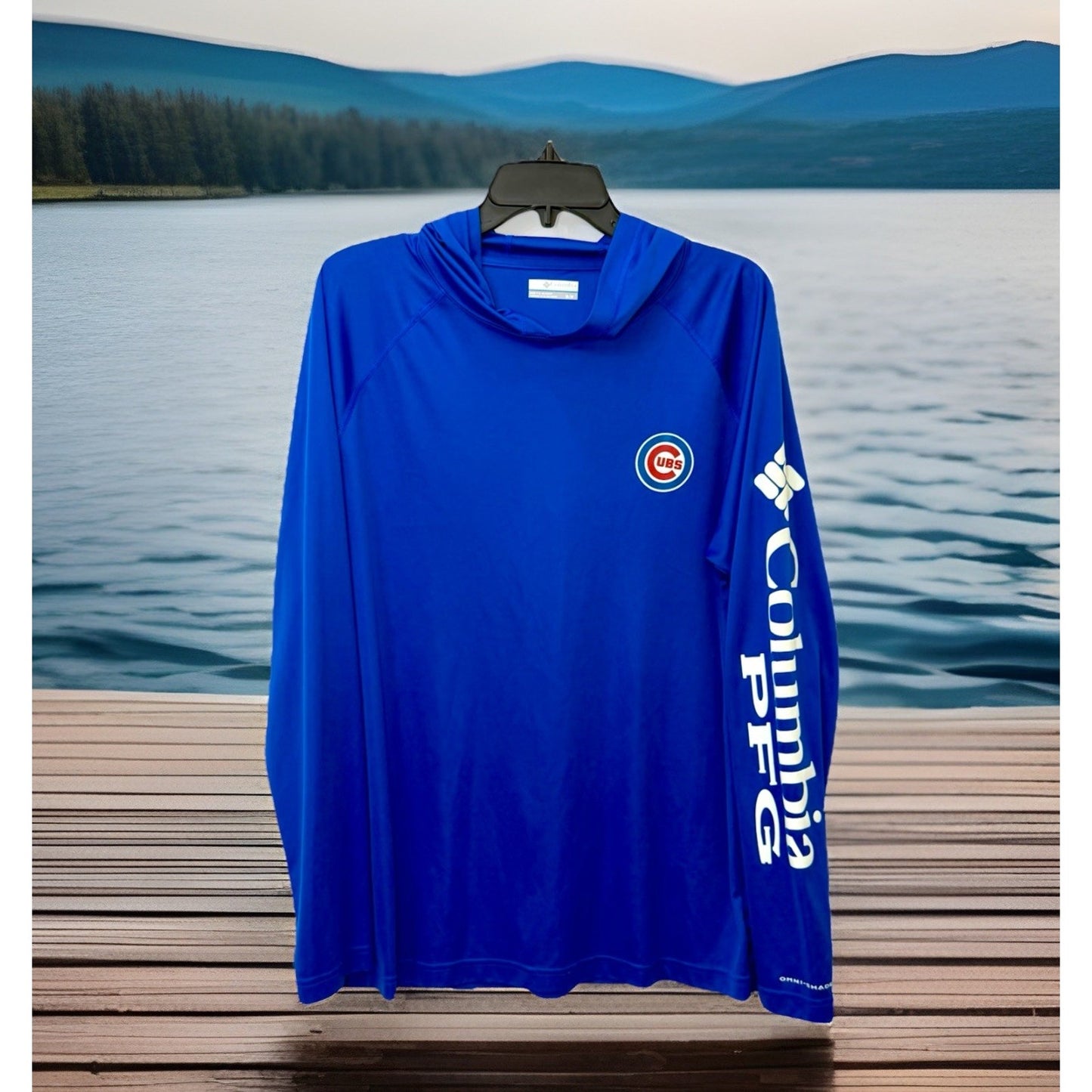 Columbia Royal Chicago Cubs Terminal Tackle L/S Hoodie T-Shirt Men’s Medium